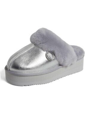 Cozy Women's Melton Platform Slippers | Genuine Shearling & Memory Foam House